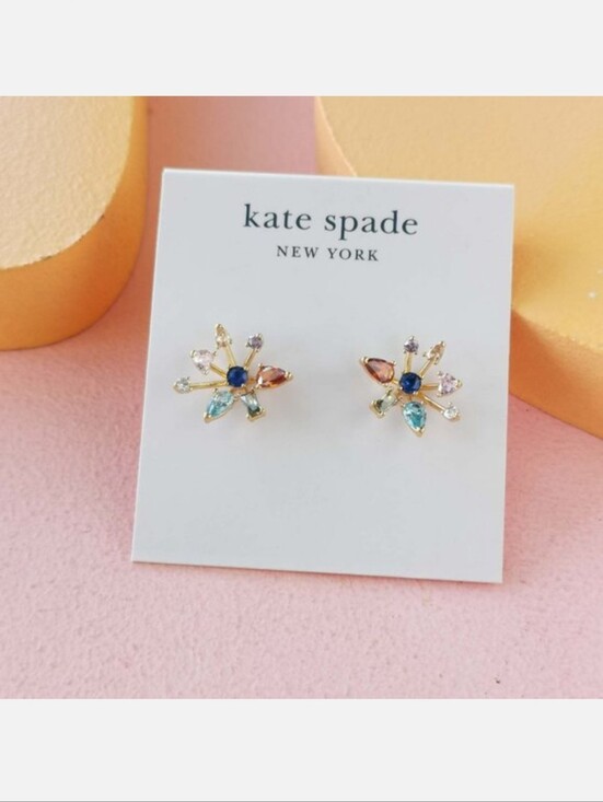 kate spade Jewelry - kate spade Gold-Tone Multi-Gemburst Flower Earrings - Blue, Pink, Purple, Aqua
